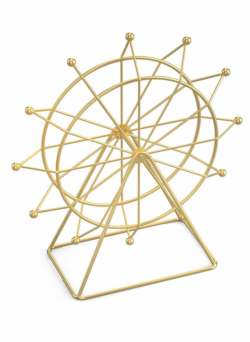 Captaintech Ferris Wheel Gold Accent -Tabletop Small Figurines-Home Décor Accents-Living Room Bookshelf Decorations Object-Modern Gold Metal Sculptures - Image 3