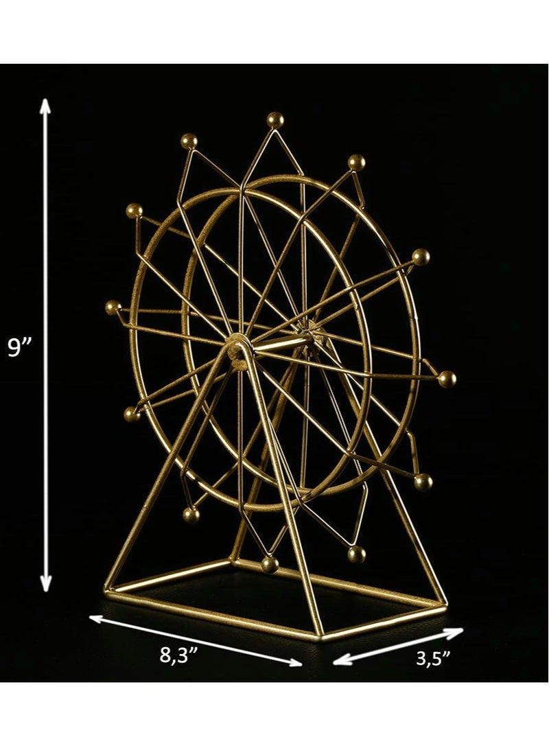 Captaintech Ferris Wheel Gold Accent -Tabletop Small Figurines-Home Décor Accents-Living Room Bookshelf Decorations Object-Modern Gold Metal Sculptures - Image 4
