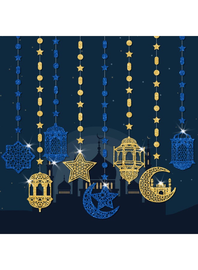 Eid Mubarak Banner - Moon Festival Hanging Lantern Decoration - Thick gold flower pendant, 8pc - DIY Hanging Ornament, Party Scene Decor, Home Decor - Image 4