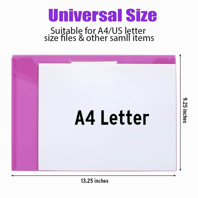 Sooez 5 Pack Plastic Envelopes Poly Envelopes, Clear Document Folders Plastic File Folders US Letter A4 Size File Folder with Label Pocket, Teacher School Office Supplies Organization, Assorted Color - Image 5