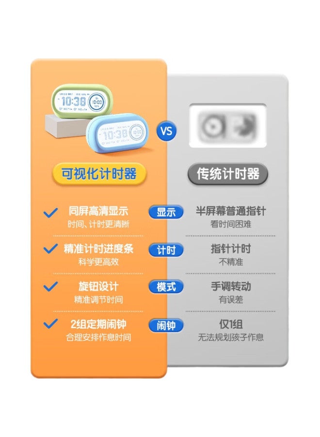 Deli (Deli) Timer Alarm Clock Student Self-Discipline Visual Time Manager Moss Green Le106 - Image 1