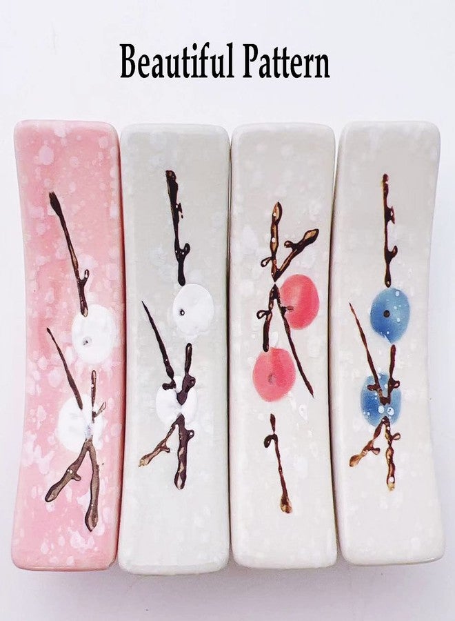 Markeny 6 Pieces Elegant Cherry Blossom Ceramic Chopsticks Spoon Rest Rack Stand Holder for Home, Kitchen or Restaurant (Plum Blossom-8PCS) - Image 3