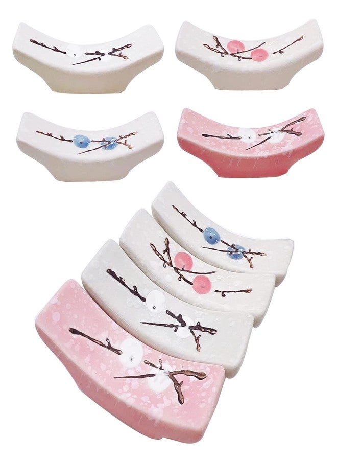 Markeny 6 Pieces Elegant Cherry Blossom Ceramic Chopsticks Spoon Rest Rack Stand Holder for Home, Kitchen or Restaurant (Plum Blossom-8PCS) - Image 1