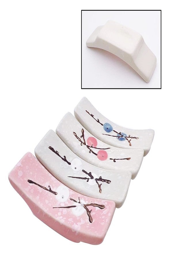 Markeny 6 Pieces Elegant Cherry Blossom Ceramic Chopsticks Spoon Rest Rack Stand Holder for Home, Kitchen or Restaurant (Plum Blossom-8PCS) - Image 2