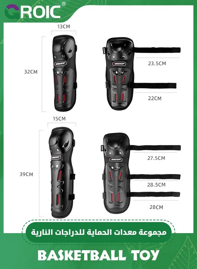 4Pcs Motorcycle Knee Shin Guards Elbow Guard Pads,Knee and Elbow Pads with Adjustable Protection Gear,Motorcycle Knee Pads, Knee Cap Pads Protector