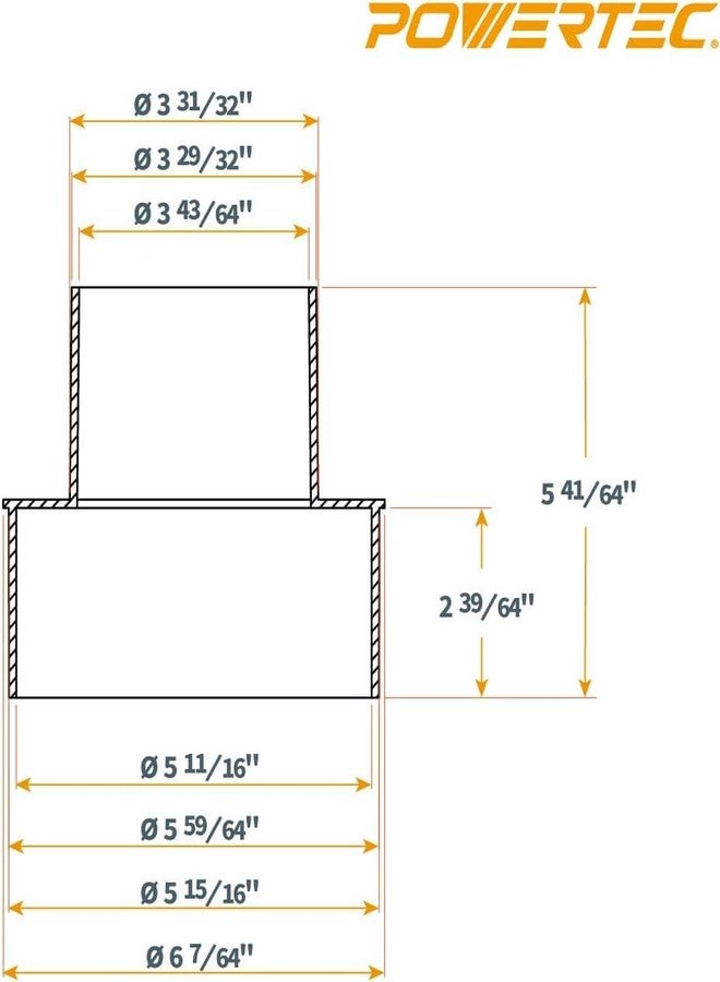 POWERTEC 70277V Dust Collection Reducer, 6-Inch OD to 4-inch OD, 1 PK - Image 4