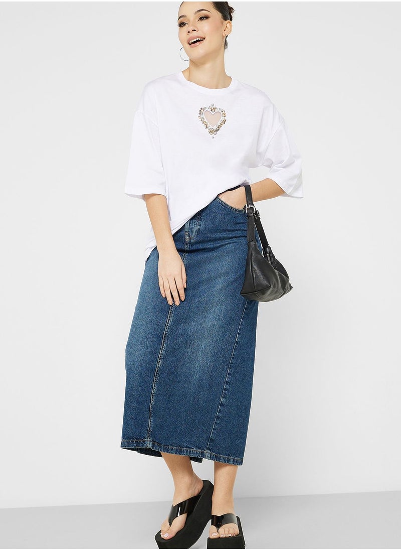 Ginger - Embellished Heart Motif Detail T-Shirt - Image 1