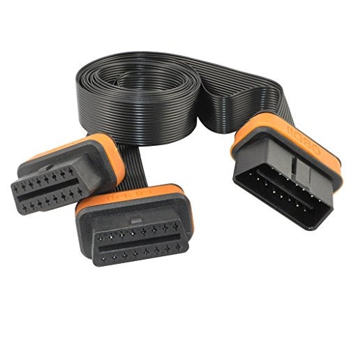 OLLGEN كابل تقسيم OLLGEN 3.3 قدم/1 متر OBD2، 1 كابل تقسيم ذكر إلى 2 أنثى OBD-II، محول كابل تشخيص السيارة فائق النحافة، موصل OBD2 بـ 16 دبوس - Image 1