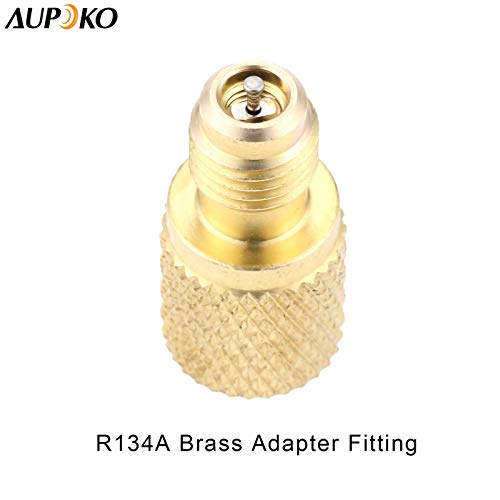 Aupoko R134A Brass Adapter Fitting, 1/4" Male to 1/2" Female Refrigerant Tank Adapterr with Valve Core, Fits for AC Refrigerant System - Image 3