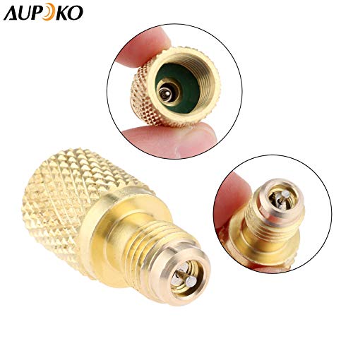 Aupoko R134A Brass Adapter Fitting, 1/4" Male to 1/2" Female Refrigerant Tank Adapterr with Valve Core, Fits for AC Refrigerant System - Image 5