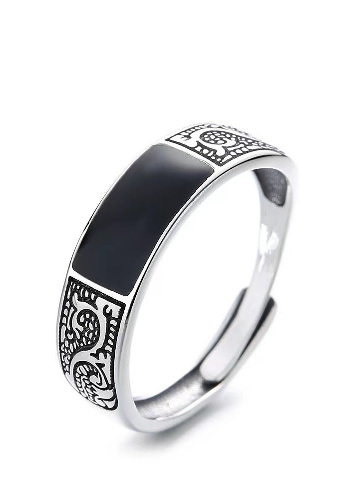 Goolsky - 1pc Fashion Dragon Pattern Ring - Adjustable, Vintage Hip Hop Style, Simple, Personality Men's Single Ring for Everyday Wear - Image 1