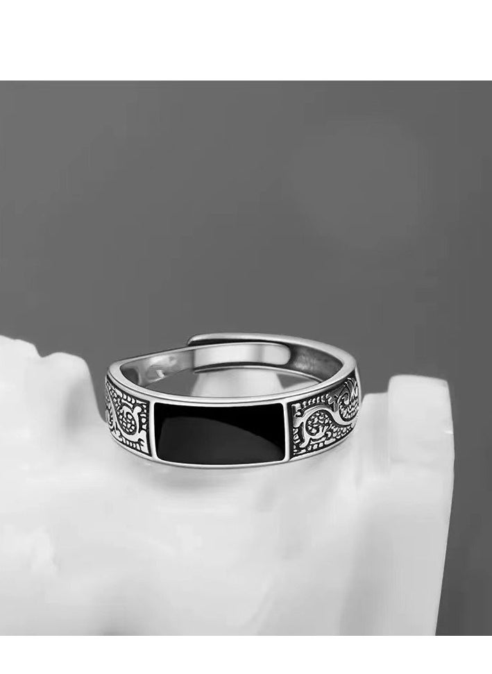 Goolsky - 1pc Fashion Dragon Pattern Ring - Adjustable, Vintage Hip Hop Style, Simple, Personality Men's Single Ring for Everyday Wear - Image 1