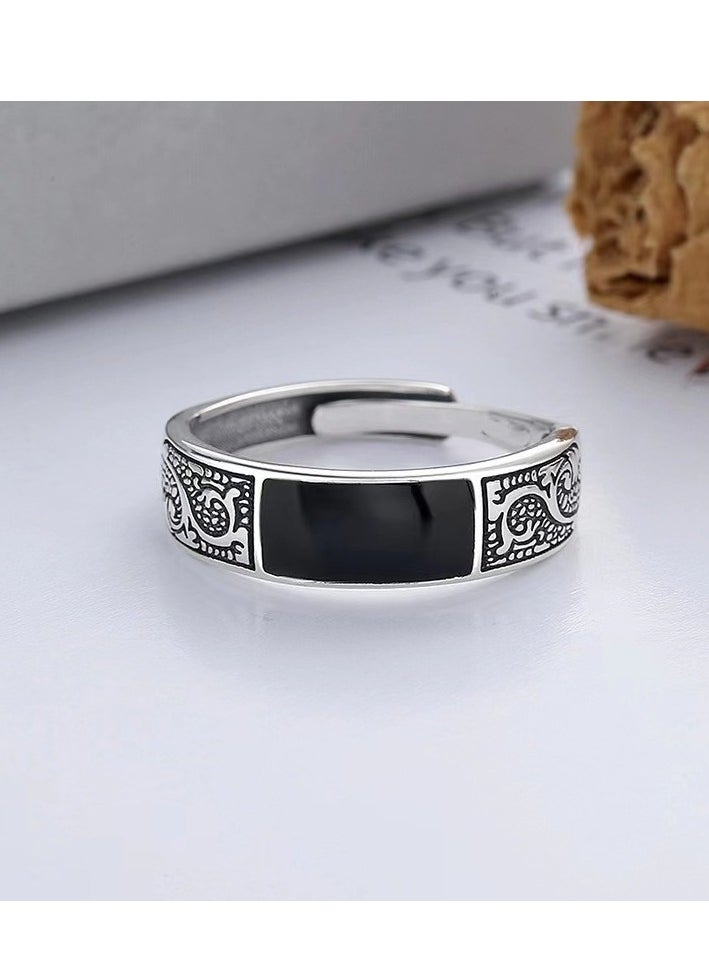 Goolsky - 1pc Fashion Dragon Pattern Ring - Adjustable, Vintage Hip Hop Style, Simple, Personality Men's Single Ring for Everyday Wear - Image 1