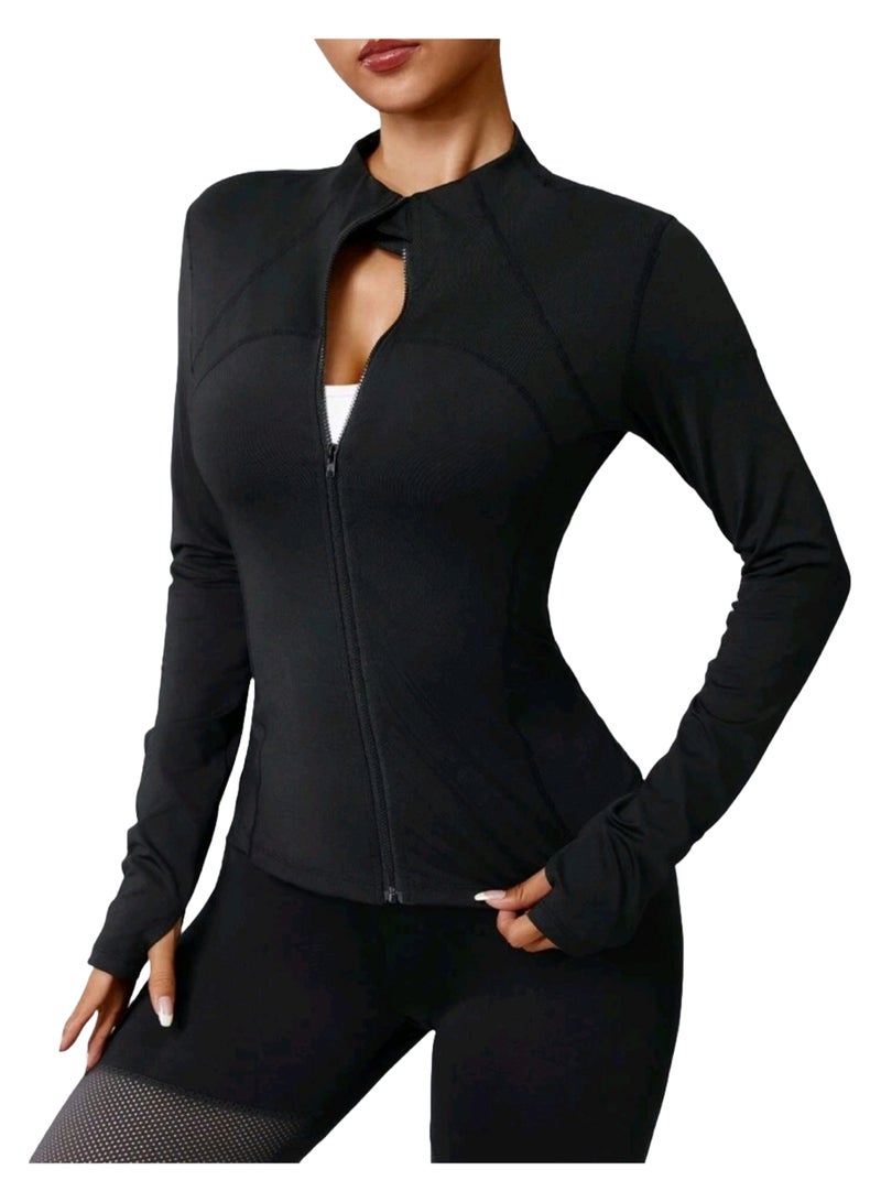 Sweet Cathy Sports Crop Top Long Sleeve Workout Jacket Sports Tee Yoga Top Slim Fit Quick Dry Athletic Fitness Sportswear for Women - Image 1