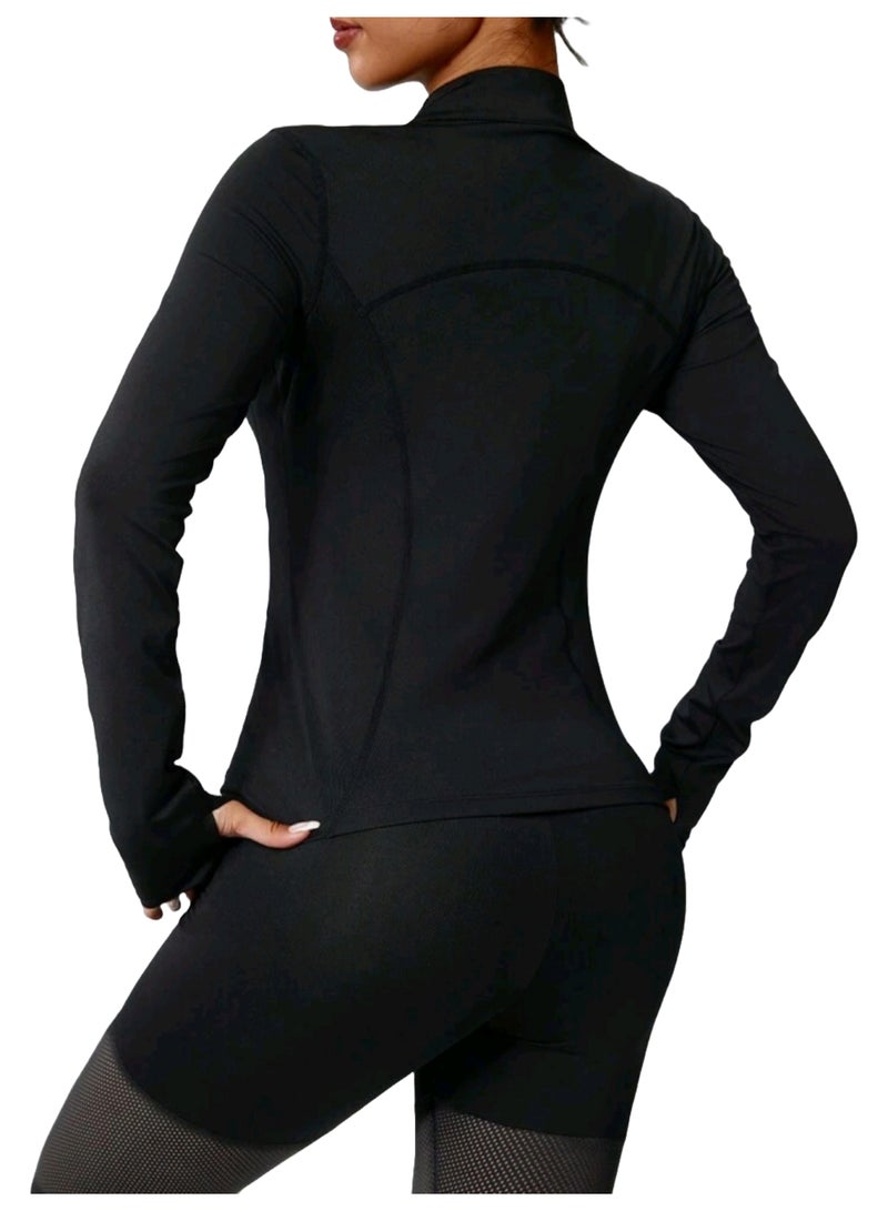 Sweet Cathy Sports Crop Top Long Sleeve Workout Jacket Sports Tee Yoga Top Slim Fit Quick Dry Athletic Fitness Sportswear for Women - Image 2