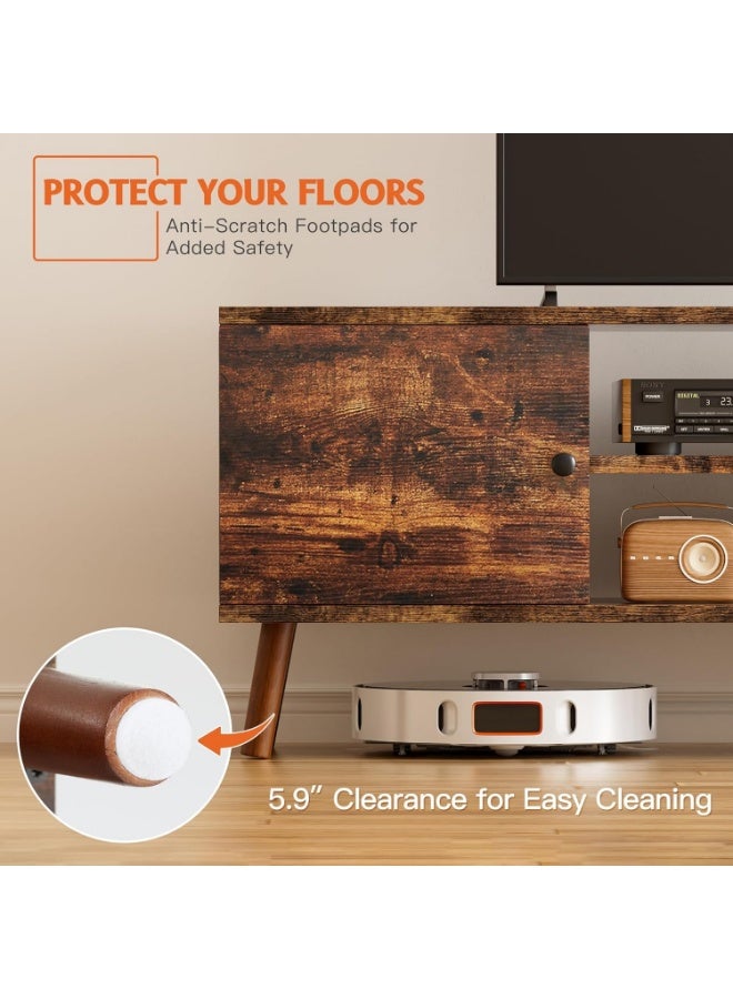 بينغ جنرال منتصف القرن خزانة التلفزيون الحديثة مركز الترفيه ، الخشب البني الريفي ، وحدة التحكم الإعلامية مع رف تخزين - Image 3