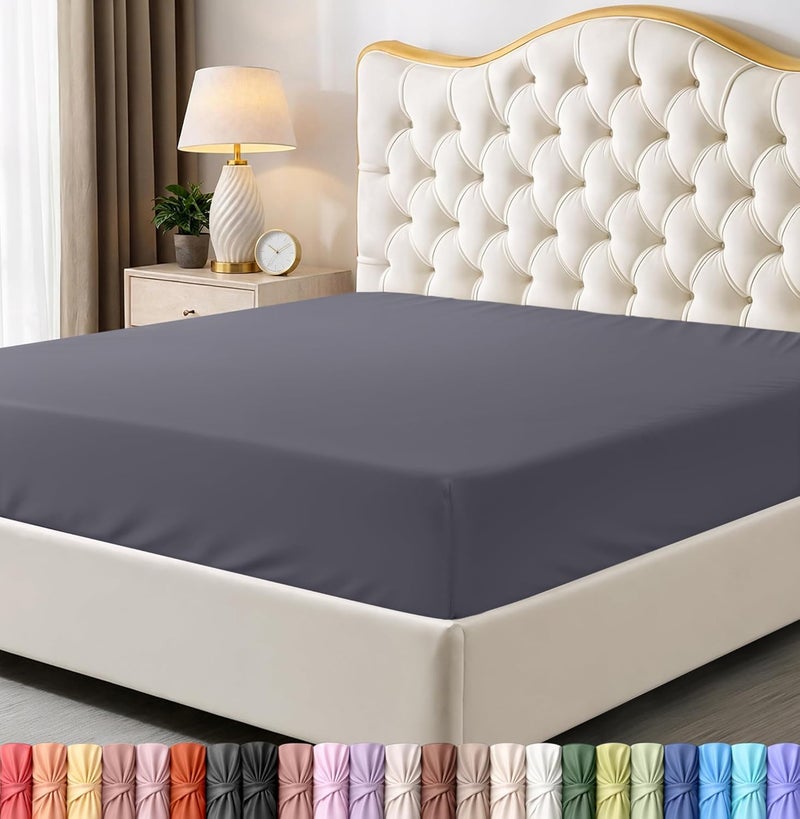 Utopia Bedding Full Fitted Sheet - Bottom Sheet - Deep Pocket - Soft Microfiber -Shrinkage and Fade Resistant-Easy Care -1 Fitted Sheet Only (Grey) - Image 1