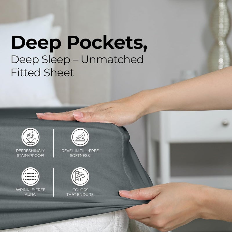 Utopia Bedding Full Fitted Sheet - Bottom Sheet - Deep Pocket - Soft Microfiber -Shrinkage and Fade Resistant-Easy Care -1 Fitted Sheet Only (Grey) - Image 4