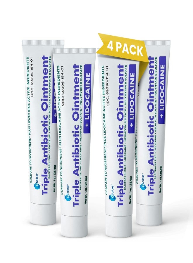 Globe (4-Pack) Lidocaine First Aid Antibiotic Ointment 1 Oz - Maximum Strength Pain Relief & Infection Protection - Numbs Skin Fast with Lidocaine - Emergency Use & Infection Protection - Image 1