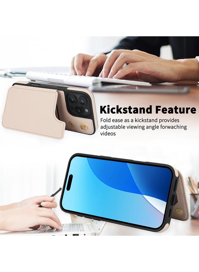 S-TOP Case For iPhone 16 Pro Crossbody Dual-Buckle Wallet Back Leather Phone Case - Image 5