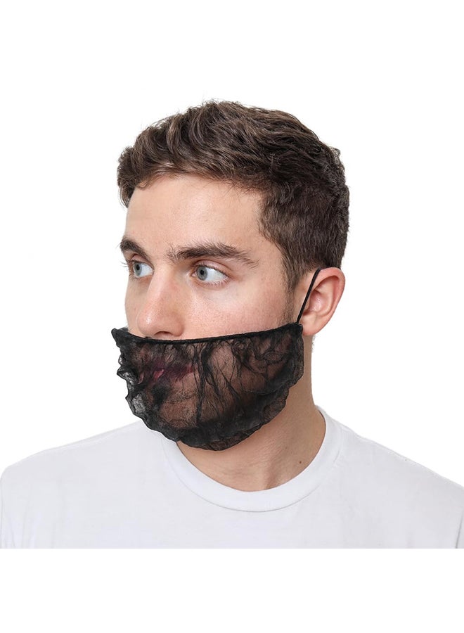 TEXSENDA 100-Piece Beard Net Disposable Covers for Catering, Cooking, and Cleaning, 18-Inch (Black)
