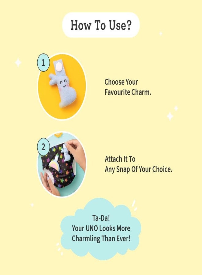 سوبربوتمز زينة SuperBottoms Charmlings للعبة UNO | عبوة من 5 قطع لتزيين الحفاضات القماشية | زيّني لعبة UNO الخاصة بطفلك | مصنوعة يدويًا بكل حب | آمنة 100% للأطفال | اجعلي تغيير الحفاضات ممتعًا ومسليًا | صديقة للبيئة - Image 5