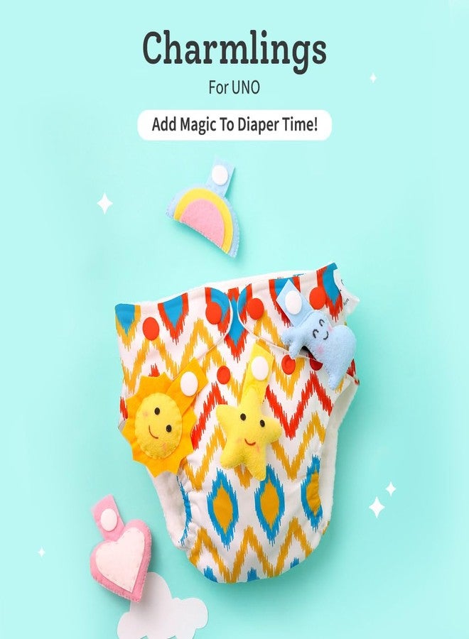 سوبربوتمز زينة SuperBottoms Charmlings للعبة UNO | عبوة من 5 قطع لتزيين الحفاضات القماشية | زيّني لعبة UNO الخاصة بطفلك | مصنوعة يدويًا بكل حب | آمنة 100% للأطفال | اجعلي تغيير الحفاضات ممتعًا ومسليًا | صديقة للبيئة - Image 2
