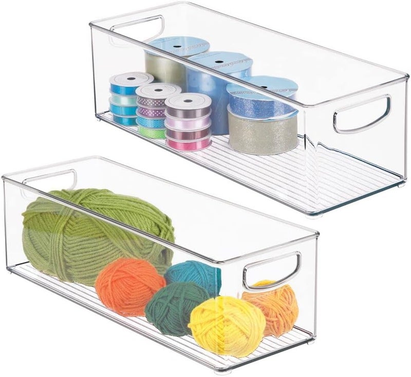 Rabbonix Stackable Acrylic Fridge Organizer Sturdy Pantry And Refrigerator Storage Containers Bins With Handles Medium Pack of 02 For Bathroom Kitchen Cabinet Pantry Home Organization - Image 1