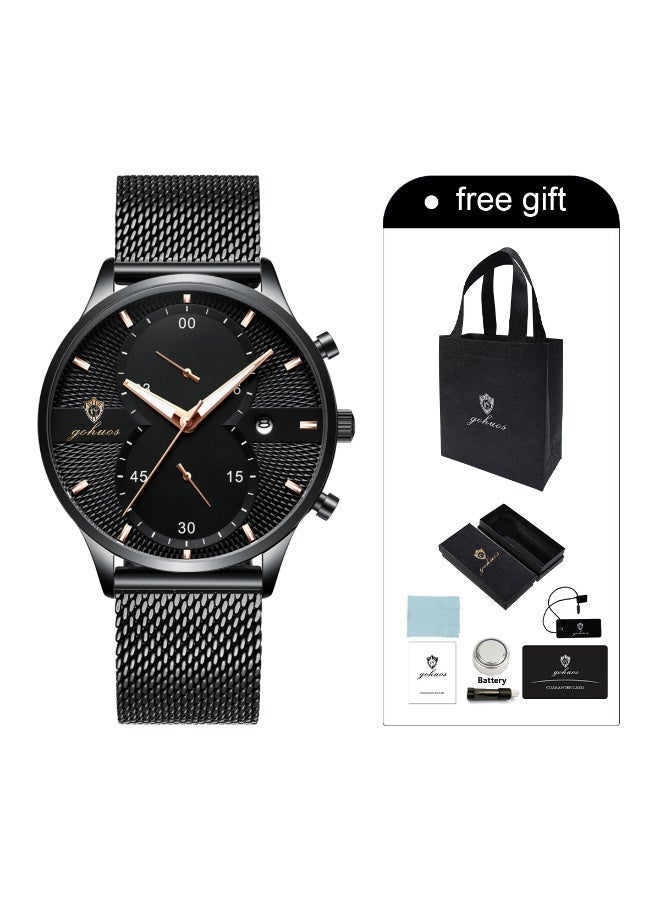 جوهوس ساعات رجالية أفضل العلامات التجارية فاخرة مقاومة للماء بتاريخ ساعة رجالية  حزام من الفولاذ المقاوم للصدأ ساعة كوارتز غير رسمية ساعة يد رياضية للرجال - 45 مم - Image 3