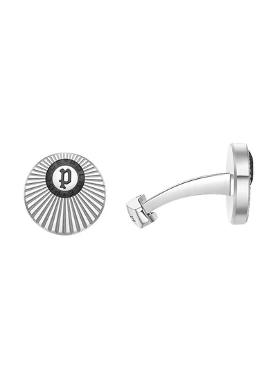 POLICE Radiant Silver and Black Stainless Steel Gents CufflinksPEAGC0023002