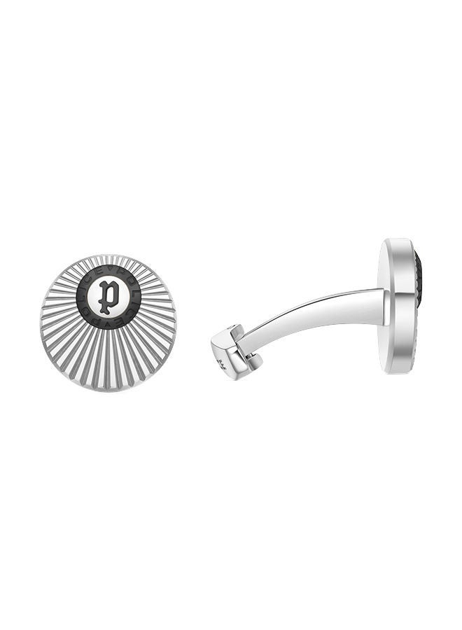 POLICE Radiant Silver and Black Stainless Steel Gents CufflinksPEAGC0023002  - Image 1