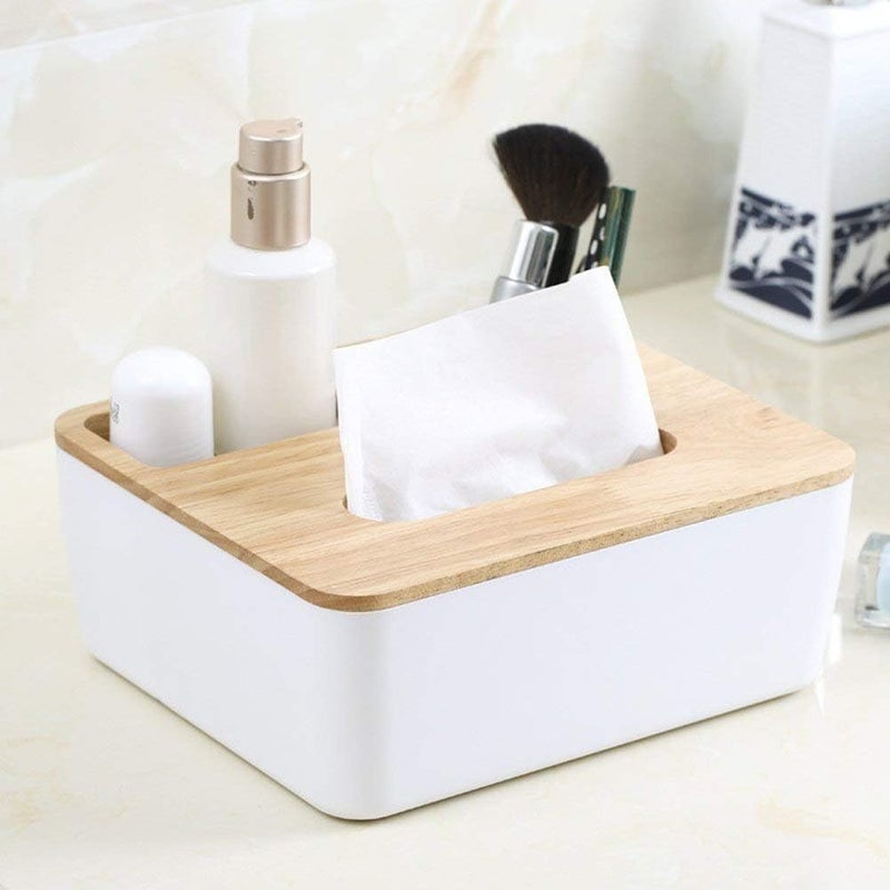 Rectangular Shape Wooden Cover Tissue Box Holder | Paper Napkin Holder Case | Tissue Holder Dispenser Organizer for Makeup, Car Decor, Home, Room,Hotel From Flamingo - Image 1