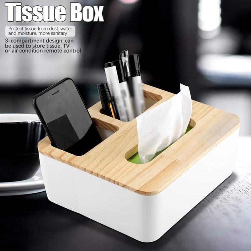 Rectangular Shape Wooden Cover Tissue Box Holder | Paper Napkin Holder Case | Tissue Holder Dispenser Organizer for Makeup, Car Decor, Home, Room,Hotel From Flamingo - Image 2