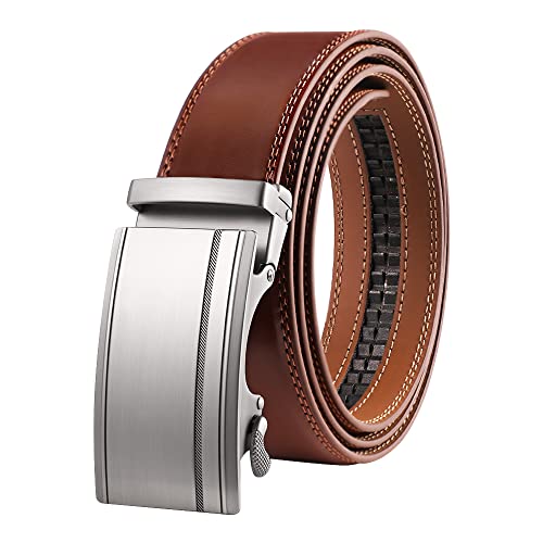 Lavemi Men's Real Leather Ratchet Dress Casual Belt, Cut to Exact Fit,Elegant Gift Box(36-222630 Brown 44") - Image 1