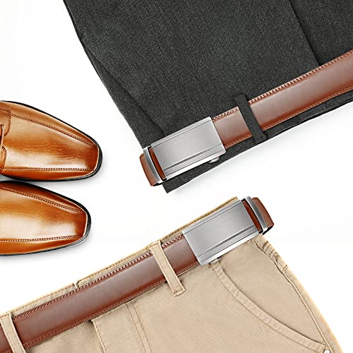 Lavemi Men's Real Leather Ratchet Dress Casual Belt, Cut to Exact Fit,Elegant Gift Box(36-222630 Brown 44") - Image 3