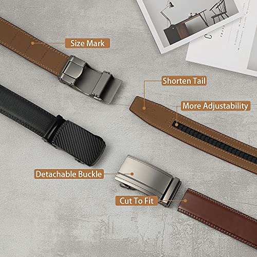 Lavemi Men's Real Leather Ratchet Dress Casual Belt, Cut to Exact Fit,Elegant Gift Box(36-222630 Brown 44") - Image 5
