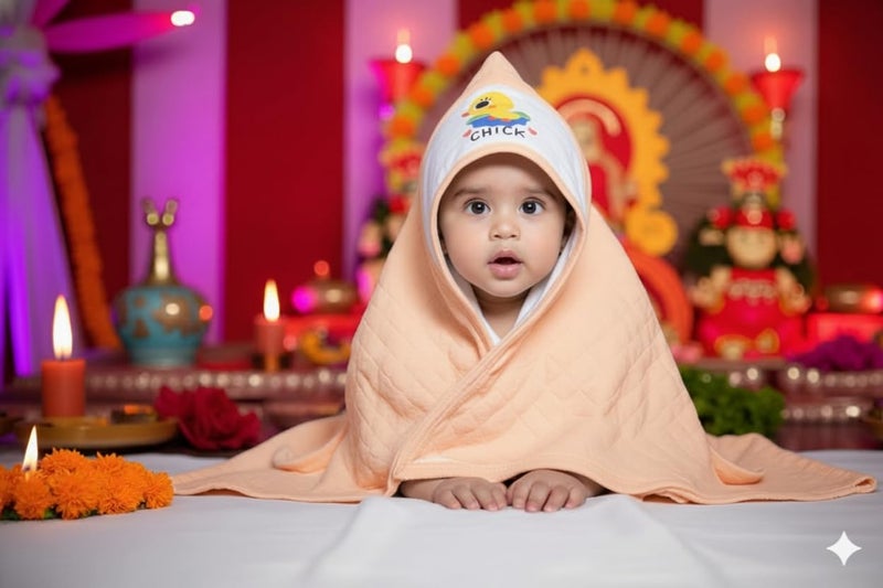 THARUNSHA ELITE Hooded Wrapper, a Soft and Cozy Baby Towel Designed for Newborns (0-12 Months). It's Easy to wrap Your Little one snugly Super-Soft, Skin-Friendly Material. (1, Sandal) - Image 3