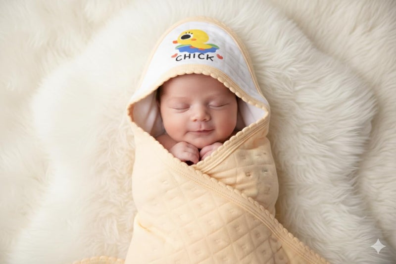 THARUNSHA ELITE Hooded Wrapper, a Soft and Cozy Baby Towel Designed for Newborns (0-12 Months). It's Easy to wrap Your Little one snugly Super-Soft, Skin-Friendly Material. (1, Sandal) - Image 2