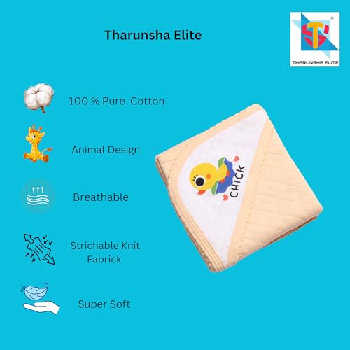 THARUNSHA ELITE Hooded Wrapper, a Soft and Cozy Baby Towel Designed for Newborns (0-12 Months). It's Easy to wrap Your Little one snugly Super-Soft, Skin-Friendly Material. (1, Sandal) - Image 4