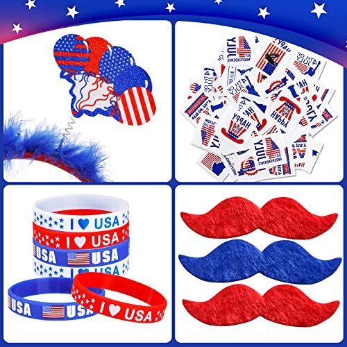 Lansian 4th of July Accessories Bulk Party Supplies, 146Pcs Patriotic Party Favors Set for Independence Day Decorations Memorial Day Celebrations USA Flags Party Parades Classroom Rewards for Kids - Image 4