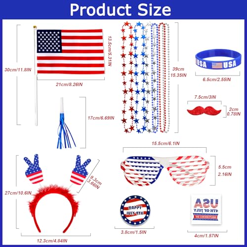 Lansian 4th of July Accessories Bulk Party Supplies, 146Pcs Patriotic Party Favors Set for Independence Day Decorations Memorial Day Celebrations USA Flags Party Parades Classroom Rewards for Kids - Image 3