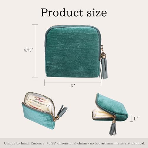 Stratalife Travel Jewelry Case - Portable Jewelry Pouches for Gemstones Healing Crystal, Bracelets Bangles Storage, Necklace Ring Holder Organizer with Zipper for Women, Mint Blue Tassel - Image 4