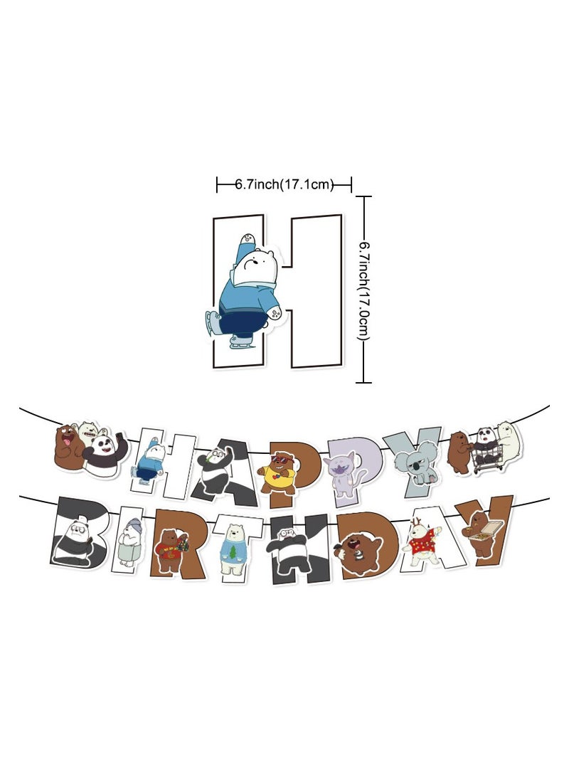 عام تزيينات حفلات عيد ميلاد الدببة لدينا تشمل لافتة عيد ميلاد سعيد، تزيينات بالون كيك، تزيينات كب كيك، تزيينات خلفية كرتونية للحفلة. - Image 2