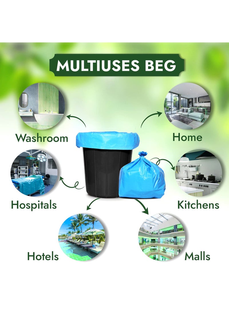 Generic HEAVY DUTY ExtraMedium Size 20x26 Inch Pack of 2 Blue 10 Pcs in Each Pack 75 Micron Biodegradable Garbage Bag TrashDustbin Bags Weight 500 Gram for Each Pack  - Image 4
