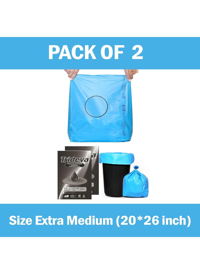 Generic HEAVY DUTY ExtraMedium Size 20x26 Inch Pack of 2 Blue 10 Pcs in Each Pack 75 Micron Biodegradable Garbage Bag TrashDustbin Bags Weight 500 Gram for Each Pack  - Image 2