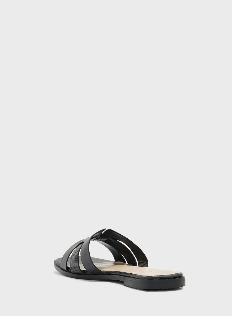 ELLA Square Toe Slide Sandals