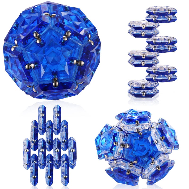 RoomyRoc Magnetic Fidget Sphere Magnets Balls Crystal Diamond Blue Magnet Fidgets Toy 12 Piece Set Creativity Beyond Imagination Inspirational Recreational Desk Toys for Adults - Image 2