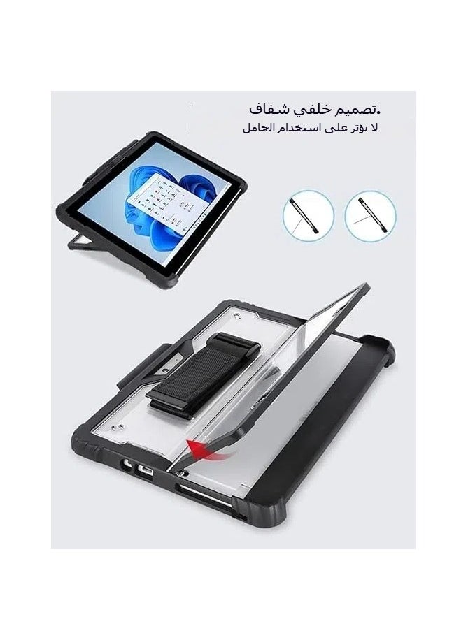 Clear Case for Microsoft Surface Pro11/ Pro 10/Surface Pro 9 13-Inch,Heavy Duty Rugged Hard Shell Cover with Shoulder Strap u0026 Hand Strapu0026Stylus Pen Holder, Compatible with Type Cover Keyboard