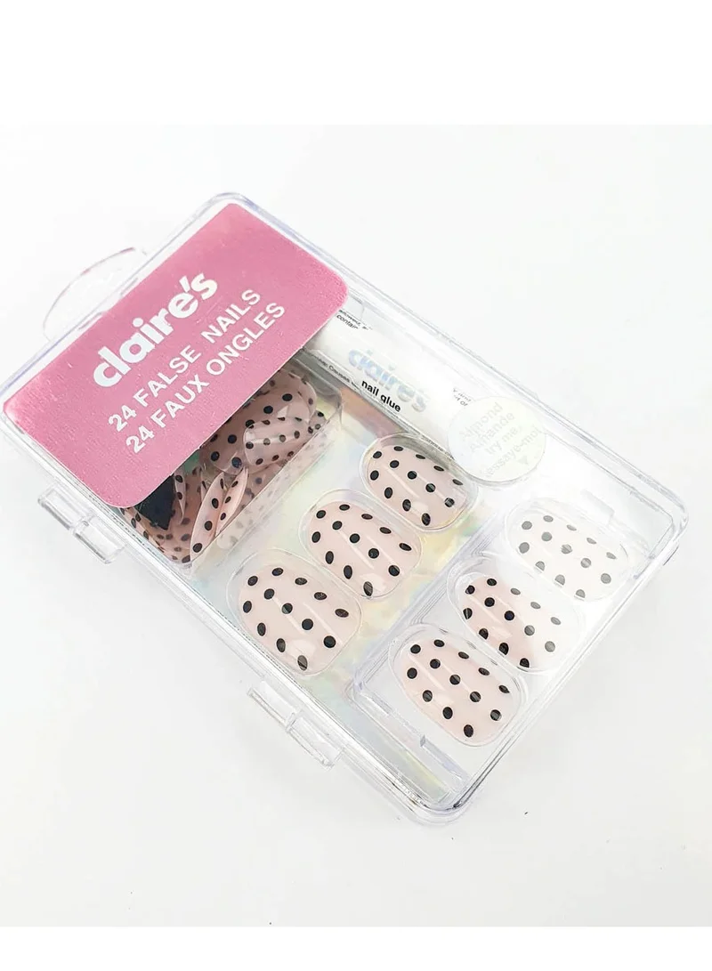 Claires Polka Dots Nude Faux Nails