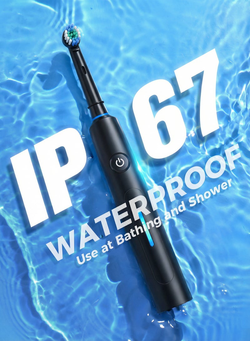 ULHYC Round Rotating Head Electric Toothbrush with 5 Adjustable Modes, 4 Bonus Replacement Brush Heads & IP67 Waterproof Rating - Image 2